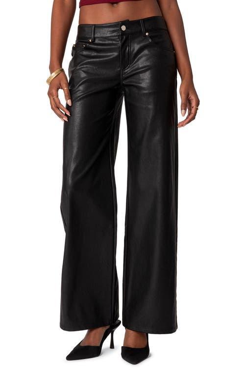 EDIKTED Straight Leg Faux Leather Jeans Product Image