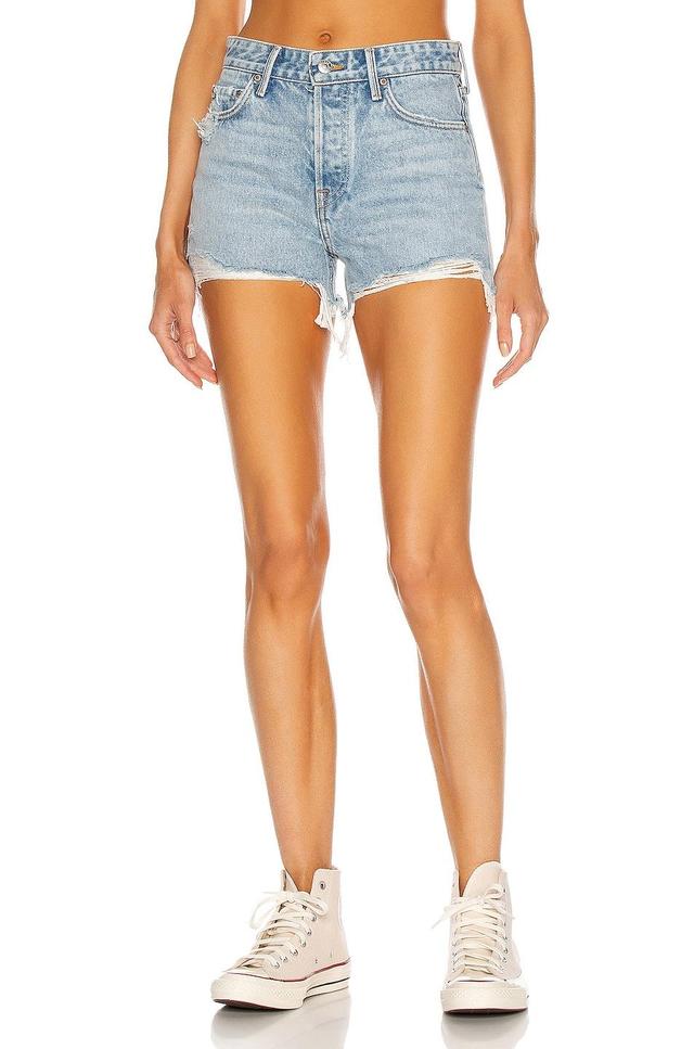 GRLFRND Helena High Rise Cut Off Short in Blue Product Image