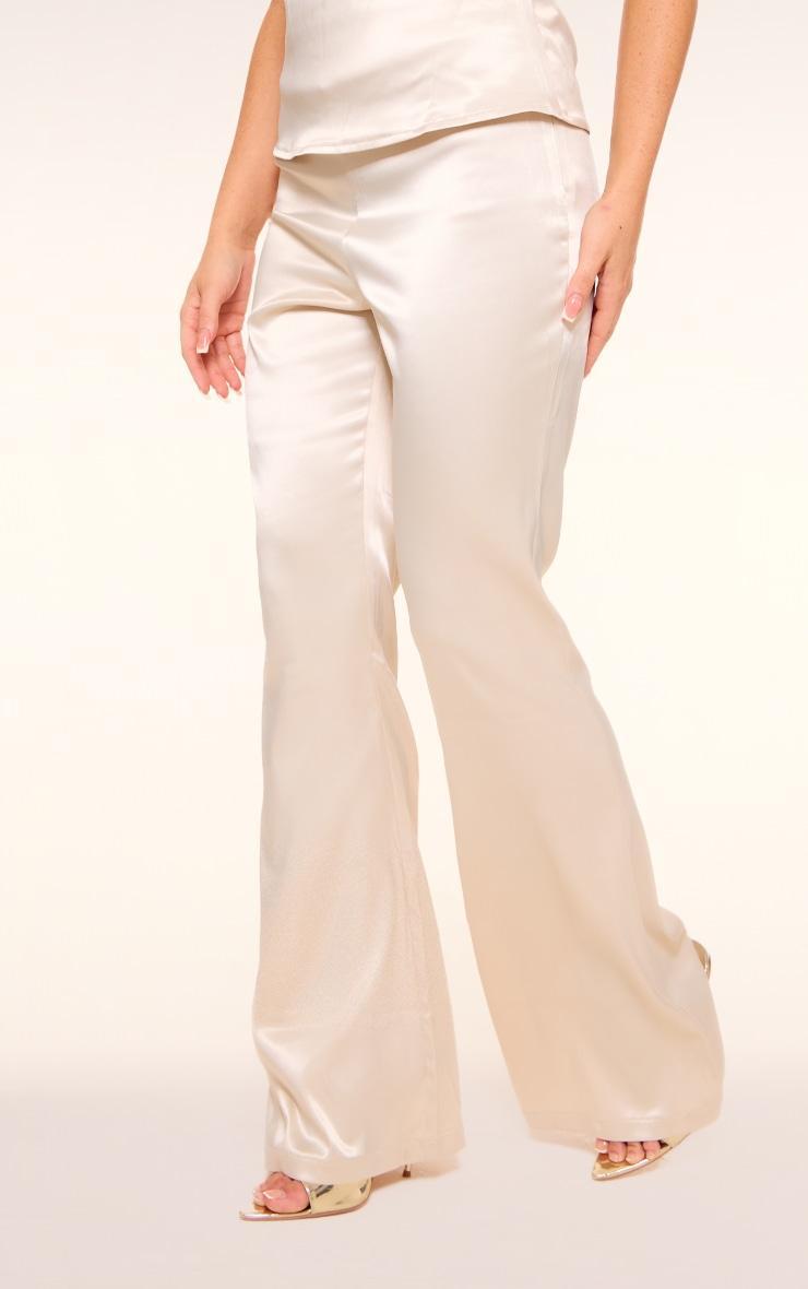 Champagne Satin Skinny Flared Pants Product Image