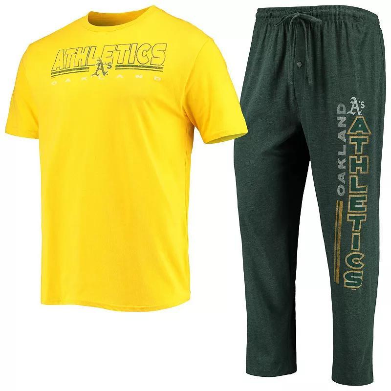 Mens Concepts Sport /Gold Oakland Athletics Meter T-Shirt and Pants Sleep Set Product Image