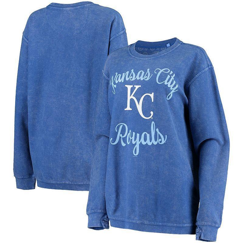 Women's G-III 4Her by Carl Banks Royal Kansas City Royals Script Comfy Cord Pullover Sweatshirt Product Image