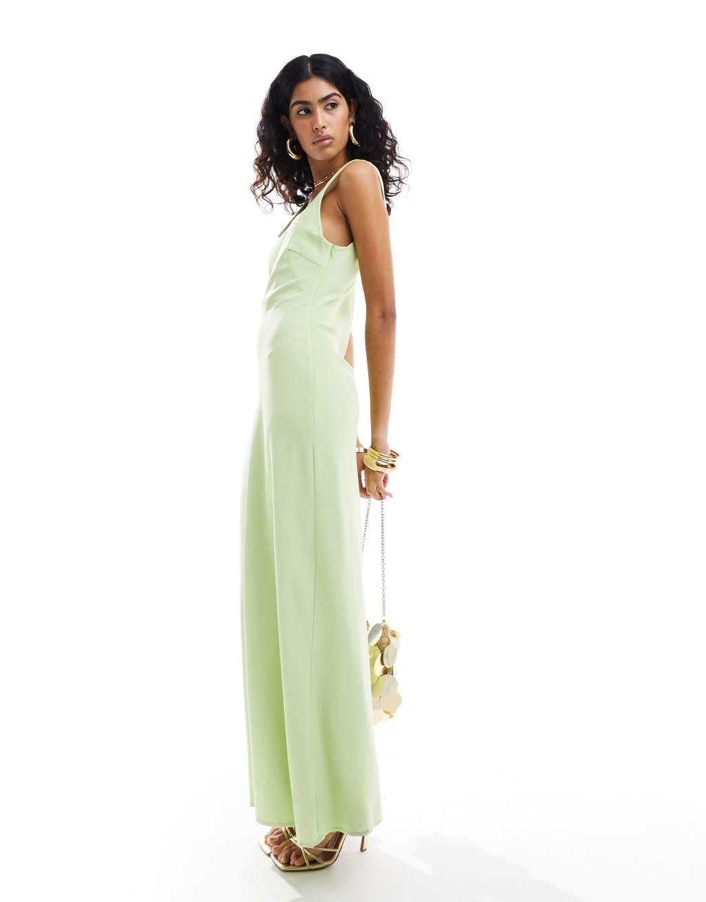 Pretty Lavish satin maxi dress in pistachio Product Image