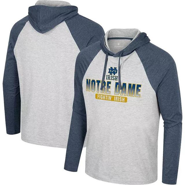 Mens Colosseum Heather Gray Notre Dame Fighting Irish Hasta La Vista Raglan Hoodie Long Sleeve T-Shirt Product Image