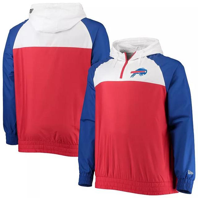 Mens New Era Red Buffalo Bills Big and Tall League Raglan Quarter-Zip Hoodie - Red Product Image