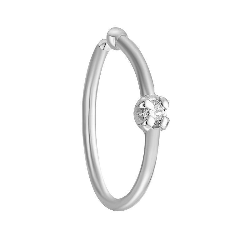 Lila Moon 14k White Gold Diamond Accent Hoop Nose Ring, Womens Product Image