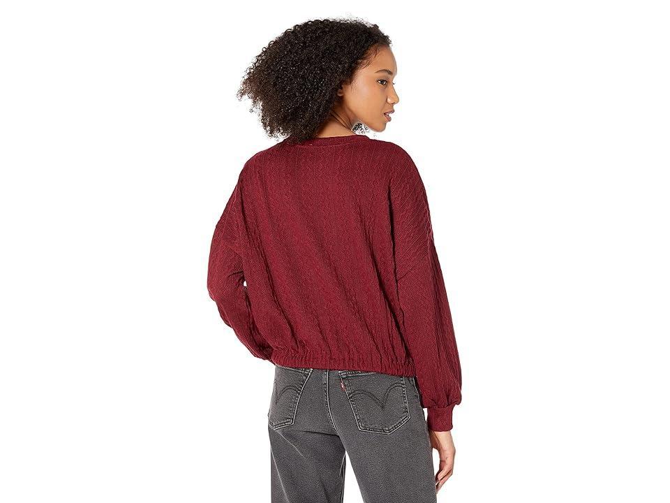 BCBGeneration Knit Long Sleeve Jacquard Top U1UX5T04 (Merlot) Women's Clothing Product Image