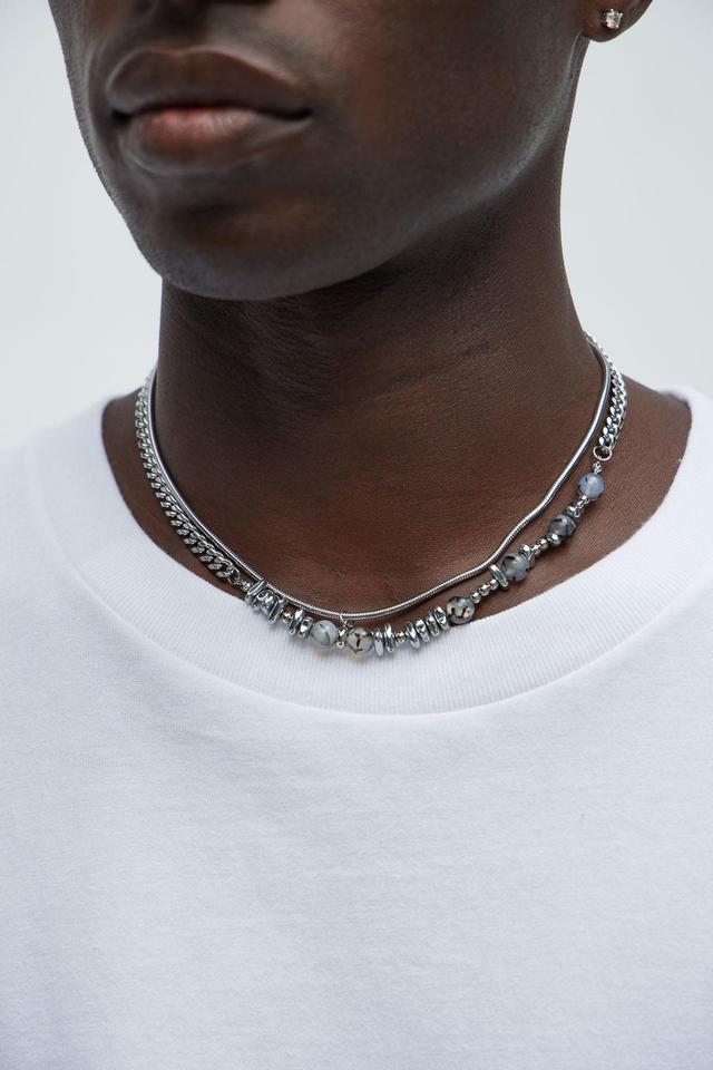 Greyson Multi Chain Beaded Necklace - Silver Product Image