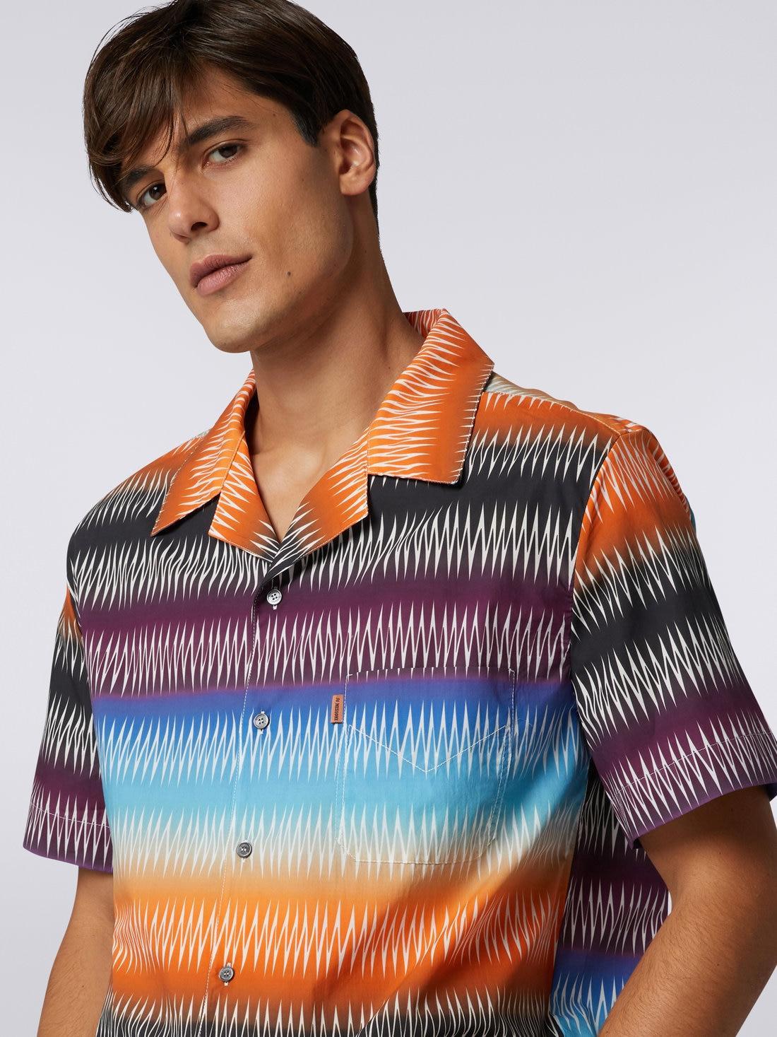 Short-sleeved cotton bowling shirt with zigzag print Multicoloured | Missoni Product Image