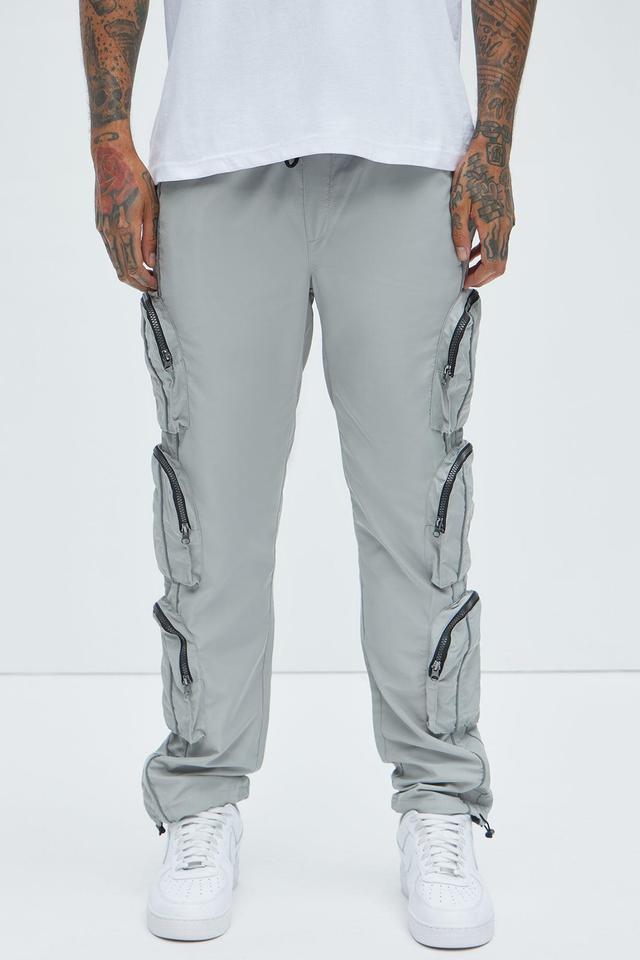 I Got You Cargo Pockets Nylon Pants - Grey Product Image