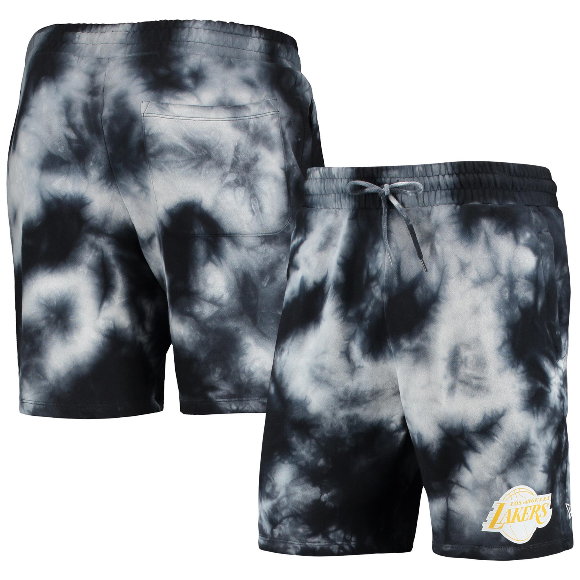 Mens New Era Los Angeles Lakers Fleece Tie-Dye Shorts Product Image