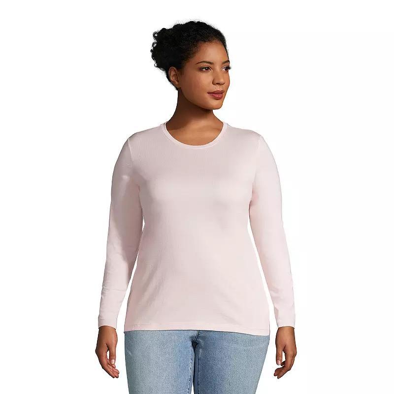 Plus Size Lands End Relaxed Supima Cotton Crewneck Tee, Womens Deep Green Product Image