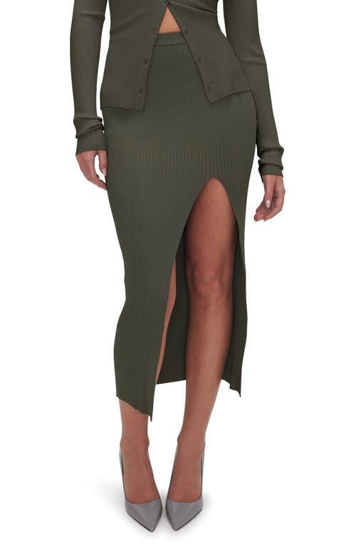 Womens Stretch Rib Midi Skirt | Fatigue, Size Small | Good American by Khlo Kardashian product image