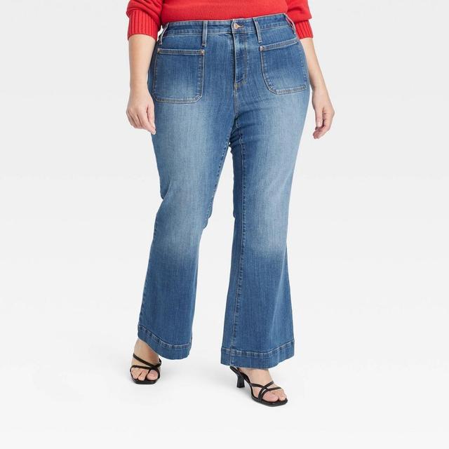 Womens High-Rise Relaxed Flare Jeans - Ava & Viv Blue 22 Product Image