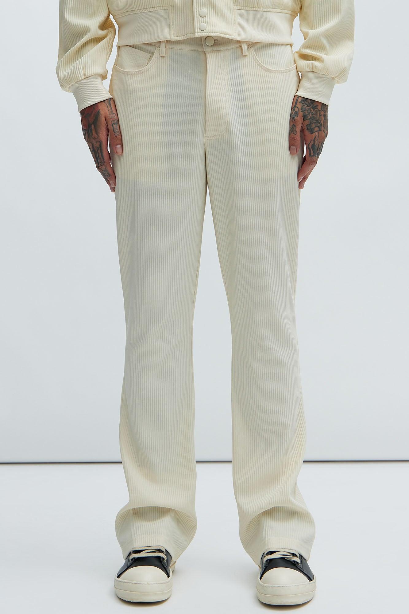 Show Up Stacked Slim Flare Pants - Off White Product Image