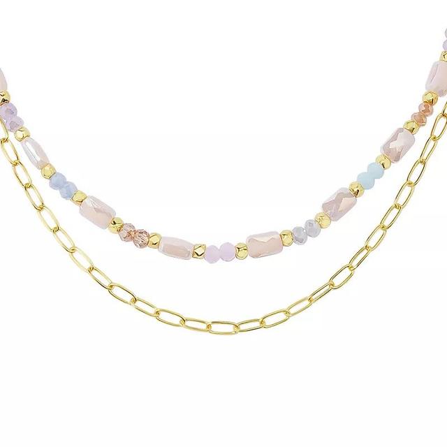 LC Lauren Conrad Gold Tone Layered Beaded Chain Necklace, Womens, Multi Product Image