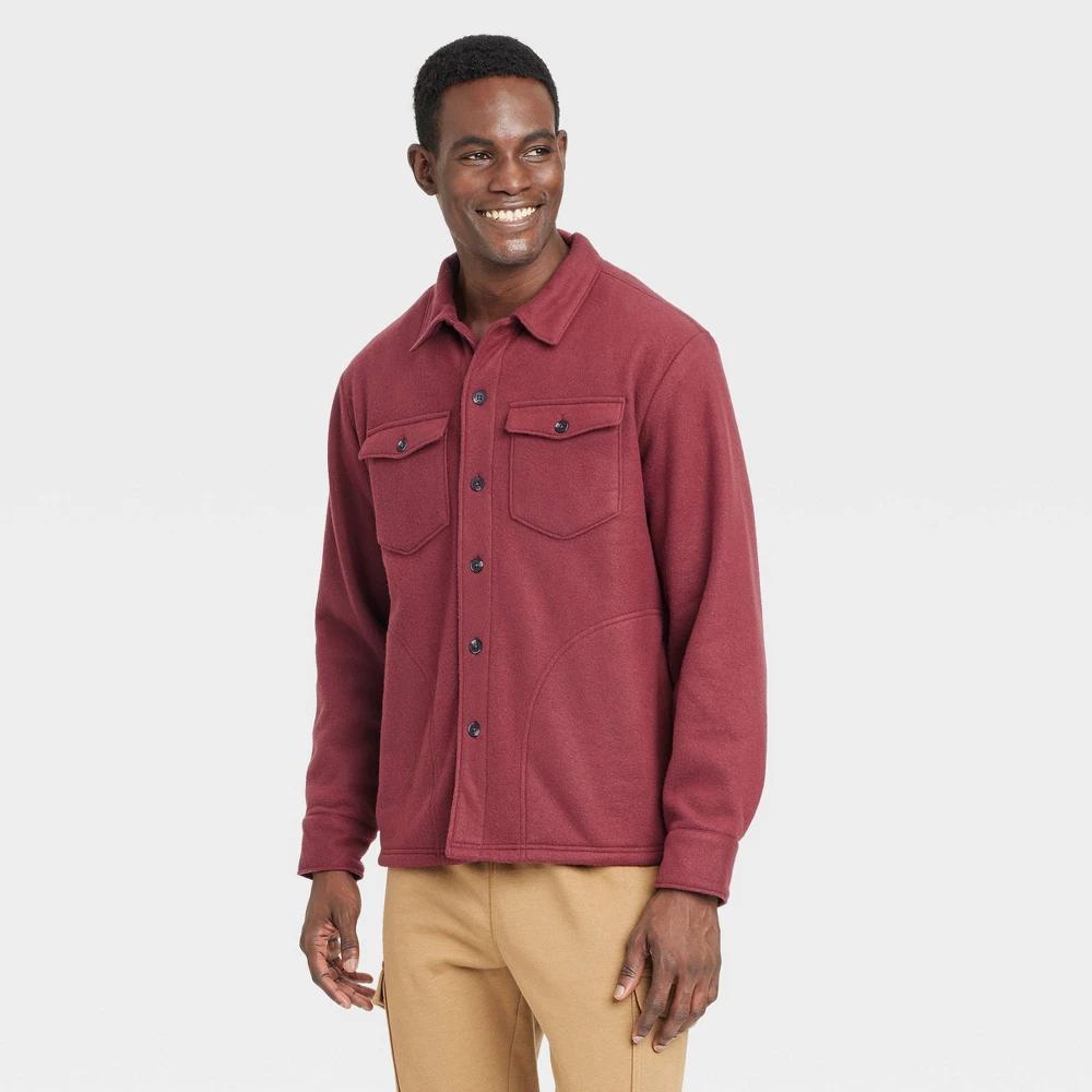 Mens Long Sleeve Shirt Jacket - Goodfellow & Co Maroon L Product Image