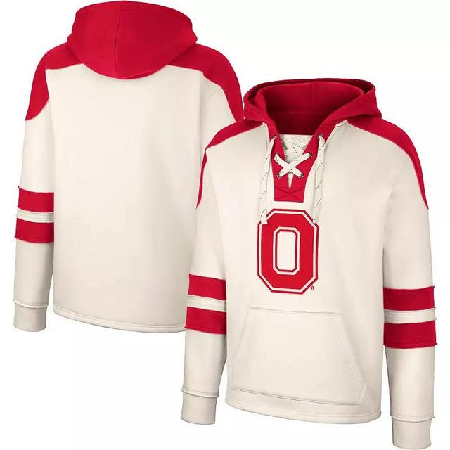 Mens Colosseum Cream Ohio State Buckeyes Lace-Up 4.0 Vintage Pullover Hoodie Product Image