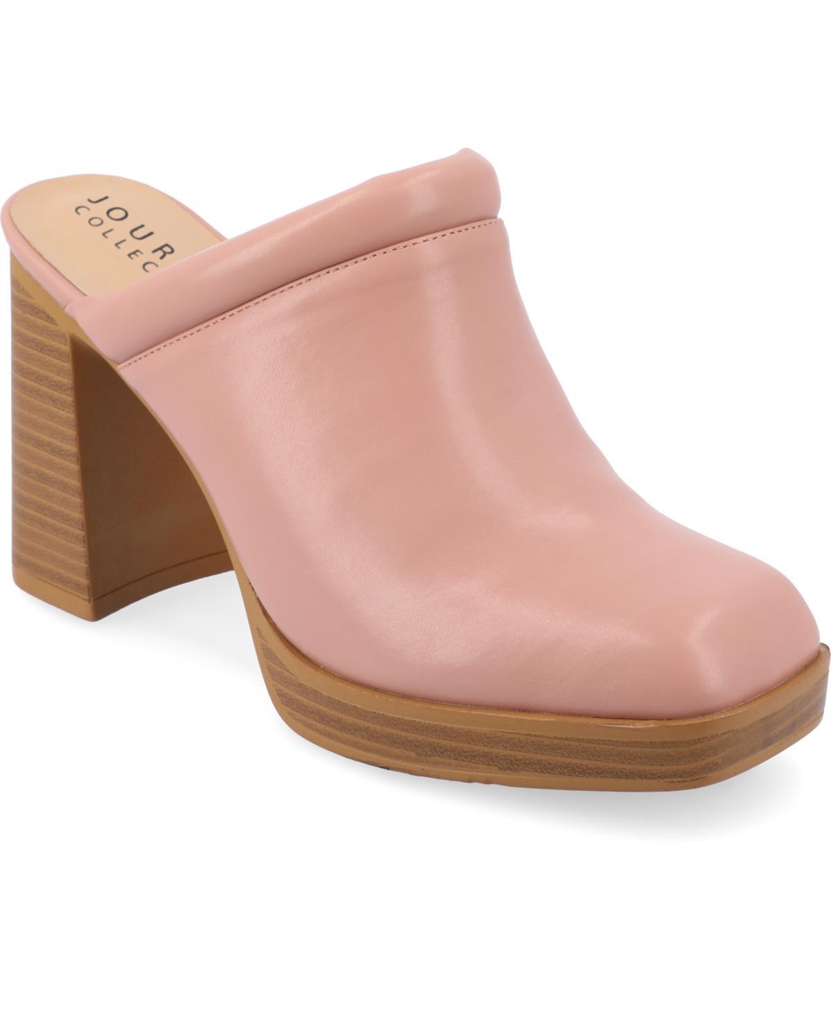 Journee Collection Izara Tru Comfort Foam Womens Heeled Mules Pink Product Image