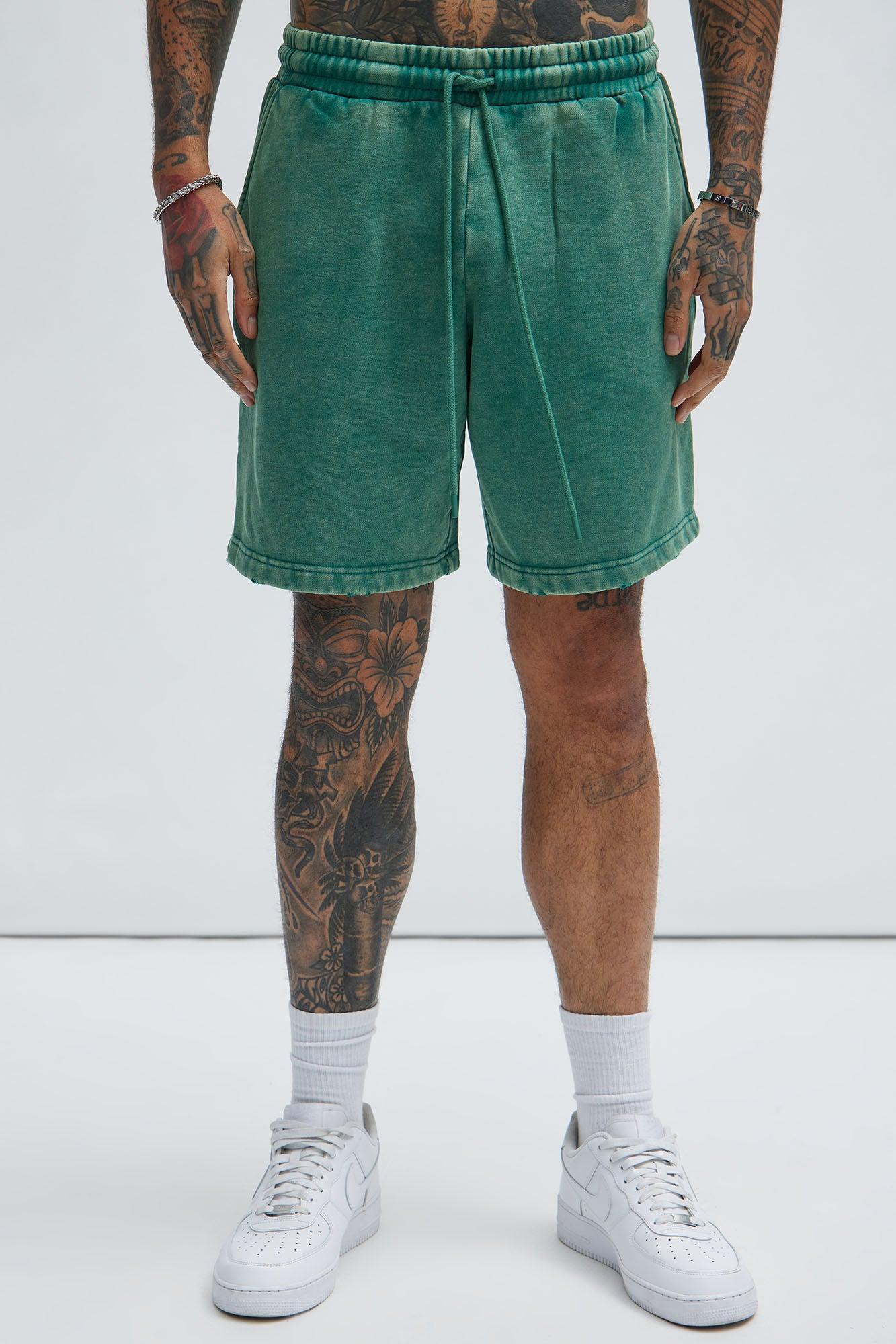 Tyson Heavy Wash Relaxed Shorts - Green Product Image