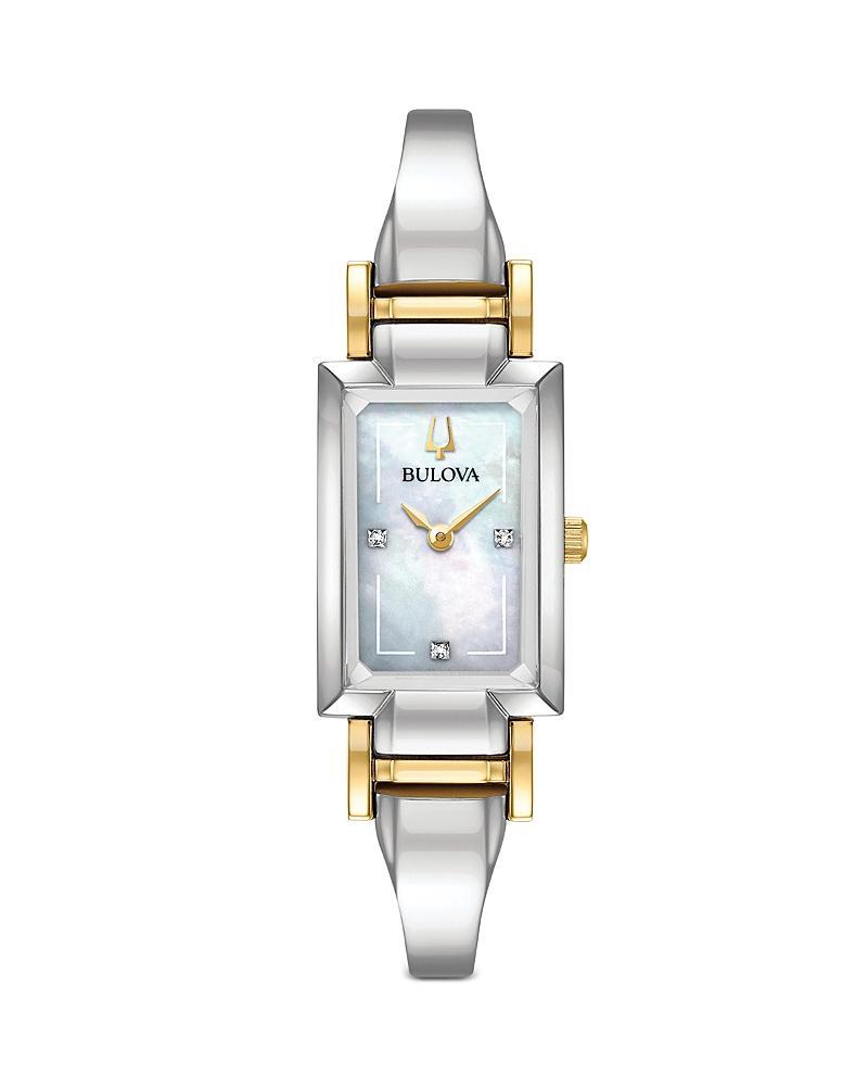 Bulova Womens Classic Diamond Accent Two-Tone Stainless Steel Bangle Bracelet Watch 28x33mm Product Image