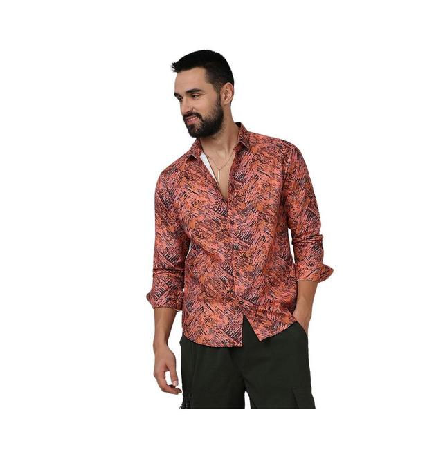 Campus Sutra Mens Sienna Brown Animal Print Shirt Product Image