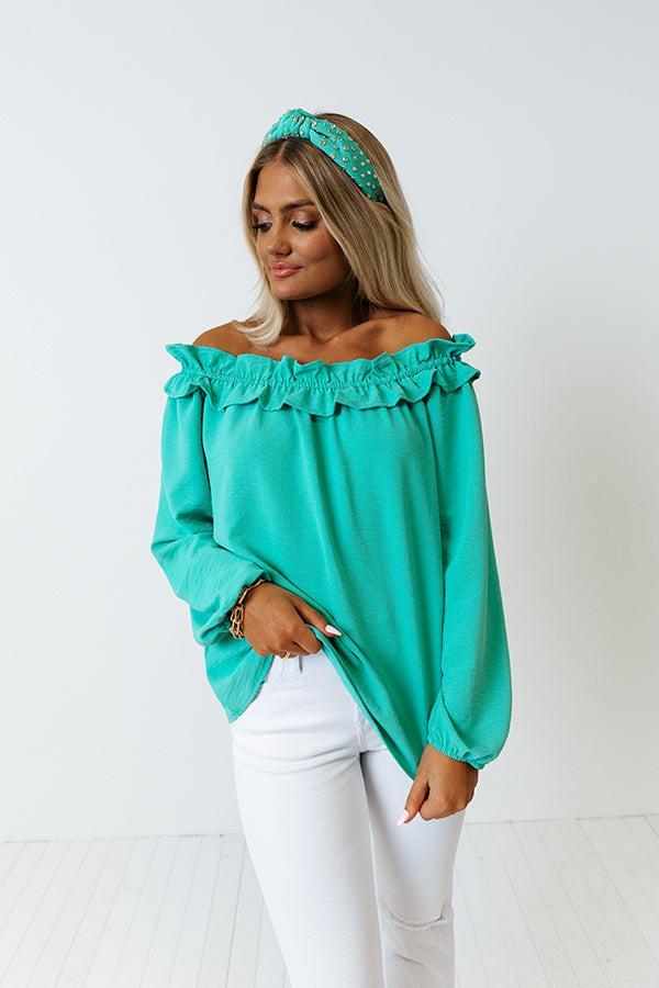 Ray Of Sun Off Shoulder Top In Green Product Image