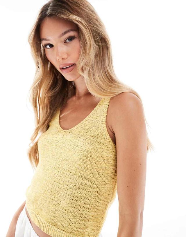 Mango knit tank top in yellow Product Image