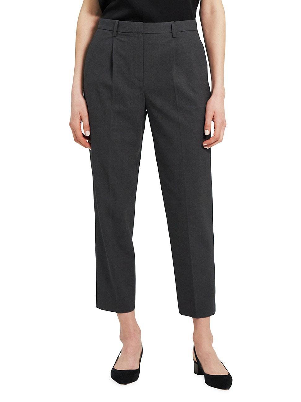 Theory Womens Pleated Wool Trousers - New Charcoal Product Image