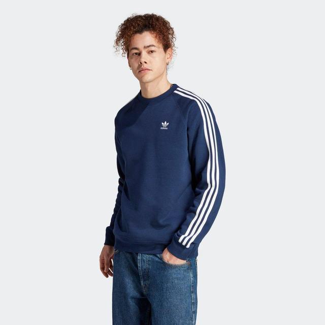 adidas Originals Mens adidas Originals 3 Stripe Fleece Crew - Mens Night Indigo Product Image