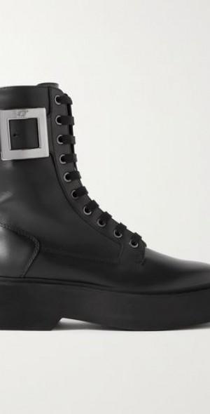 Buckle-embellished leather ankle boots product image