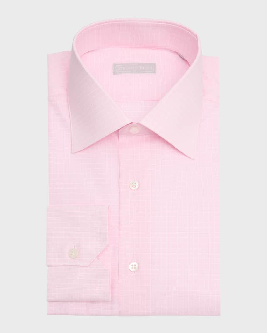 Mens Cotton Check Dress Shirt Product Image