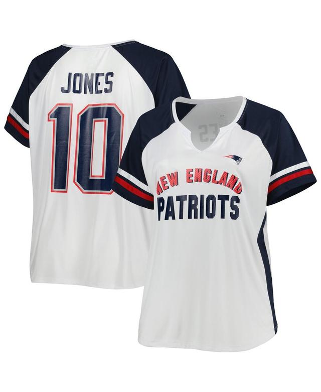 Womens Mac Jones White New England Patriots Plus Size Notch Neck T-shirt Product Image