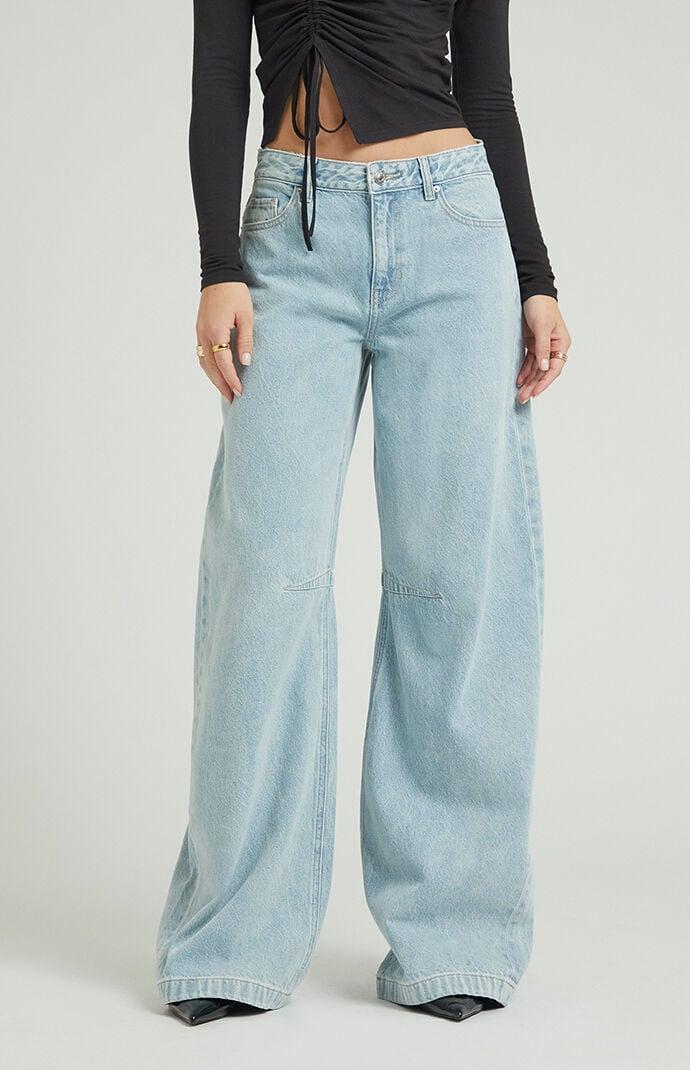 Womens Light Indigo Baggy Barrel Jeans Product Image