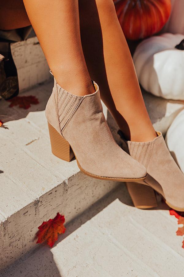 The Celine Faux Suede Bootie In Taupe Product Image