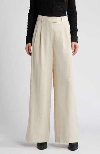 Deri Lyn Pleated Trousers In Cream White Product Image