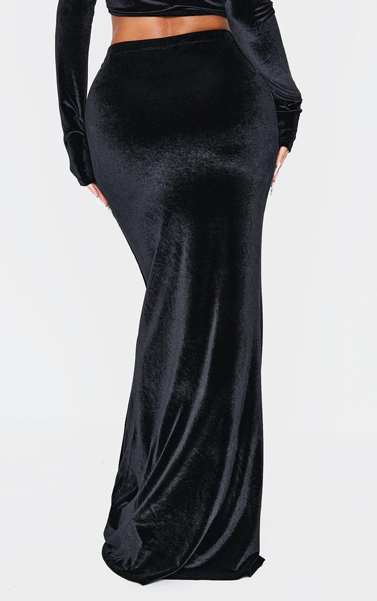 Shape Black Velvet Maxi Skirt Product Image