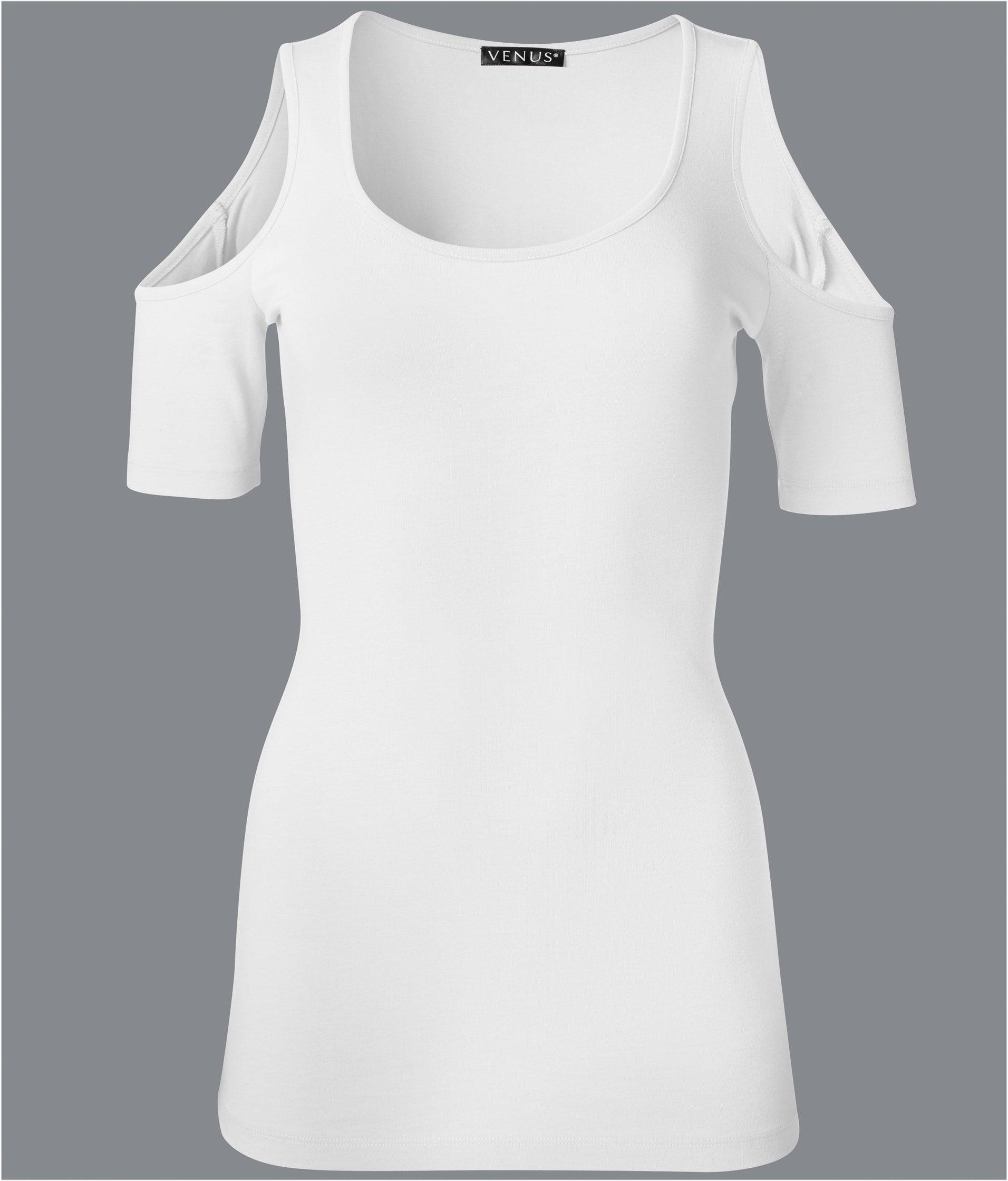 Long And Lean Cold-Shoulder Top - White product image