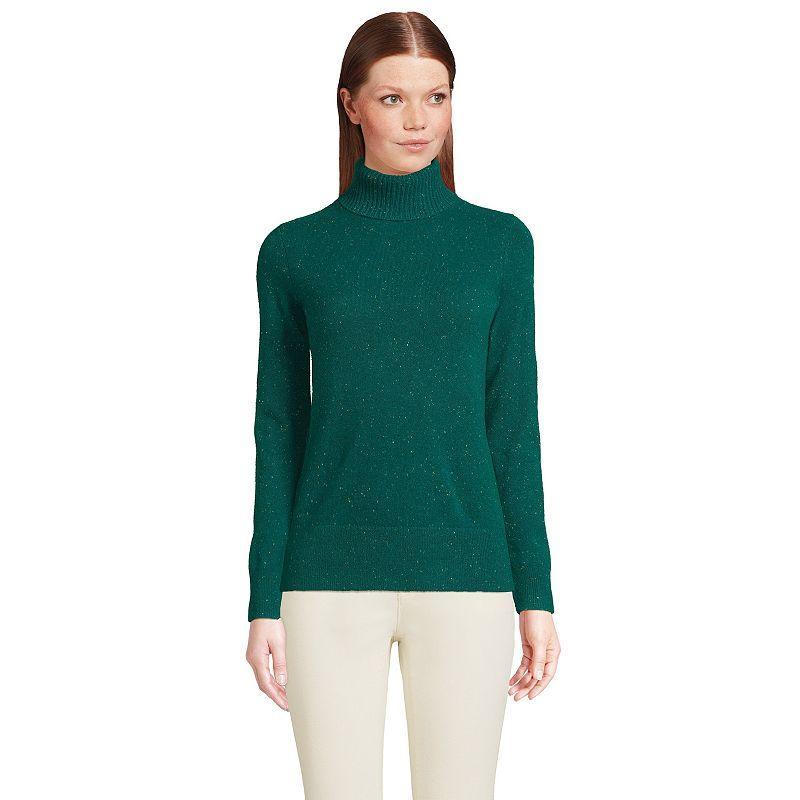 Womens Lands End Turtleneck Cashmere Sweater White Product Image