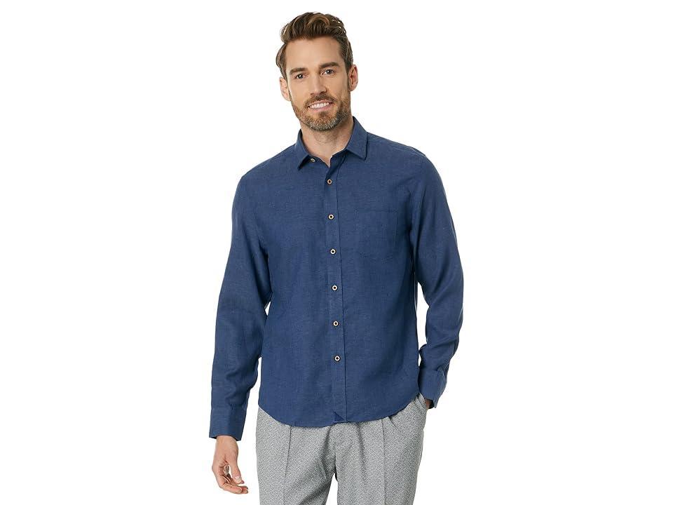 UNTUCKit Wrinkle-Resistant Linen Vin Santo Shirt (Navy) Men's Clothing Product Image