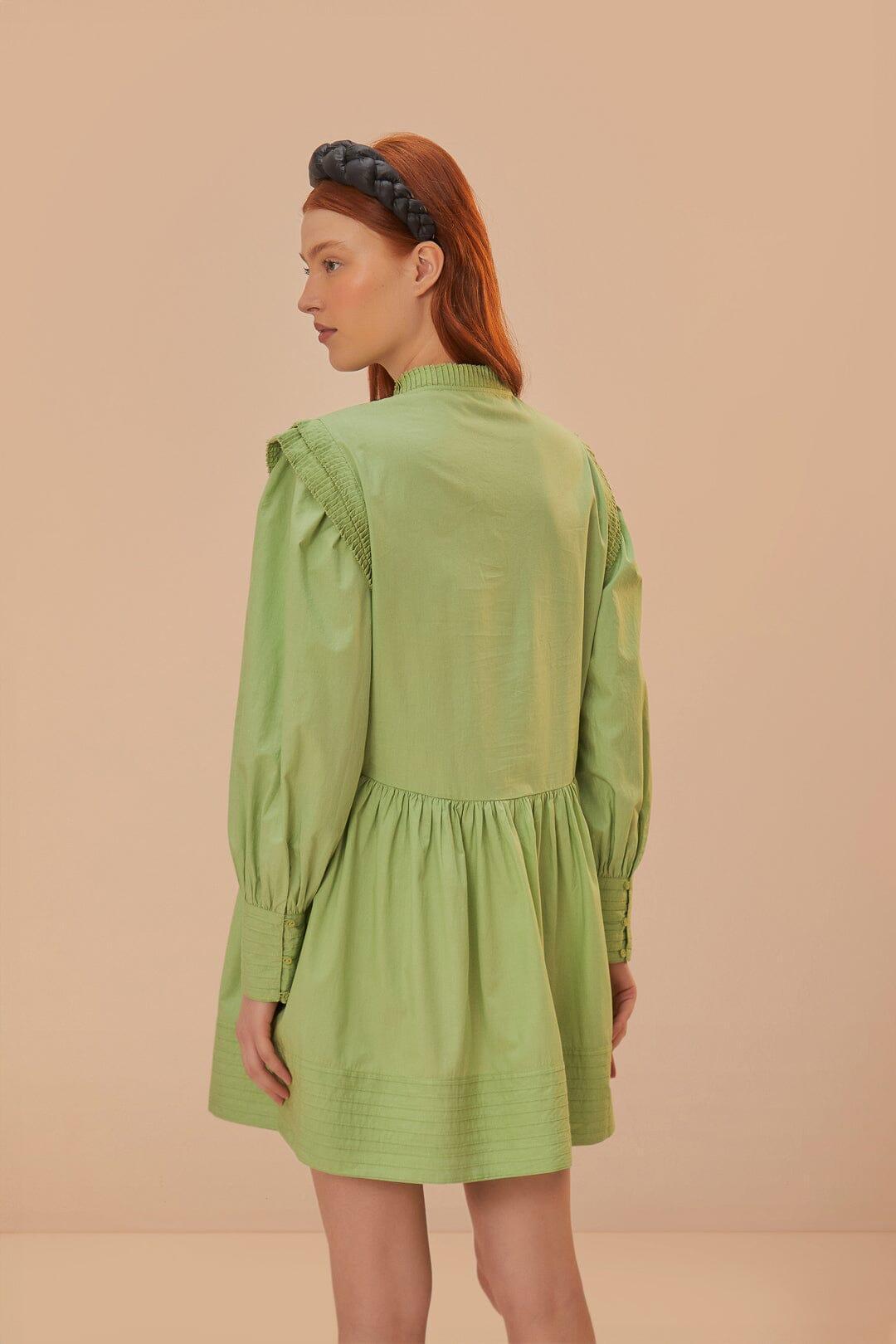 Green Open Yoke Mini Dress, GREEN / XXS Product Image