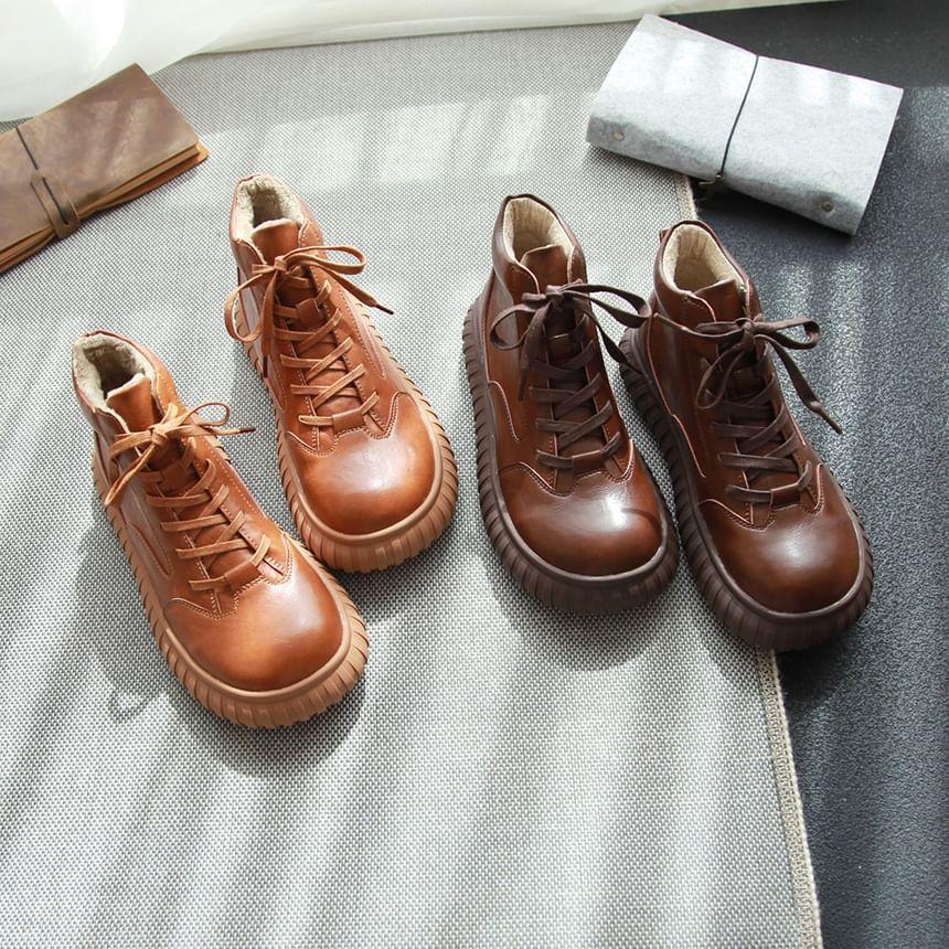 Platform Lace-Up Short Boots Product Image