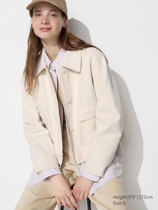 Womens Jersey Relaxed Jacket Natural Medium UNIQLO US Product Image