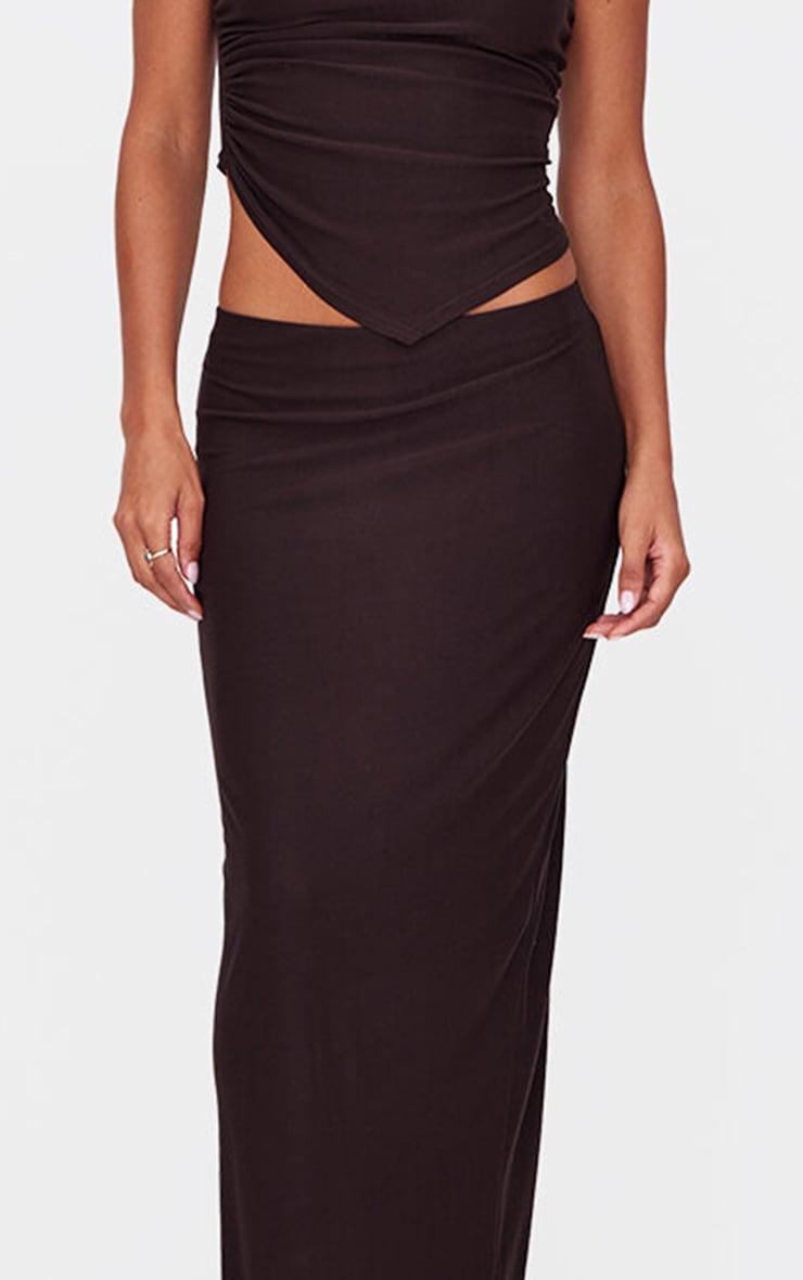 Dark Brown Soft Touch Mid Rise Maxi Skirt Product Image