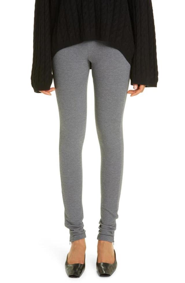 Zipped Leggings In Grey Melange Product Image