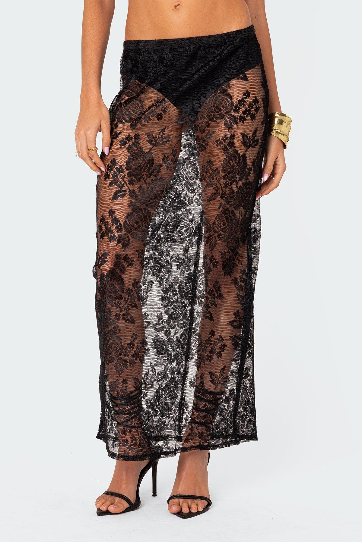 Bess Sheer Lace Maxi Skirt Product Image