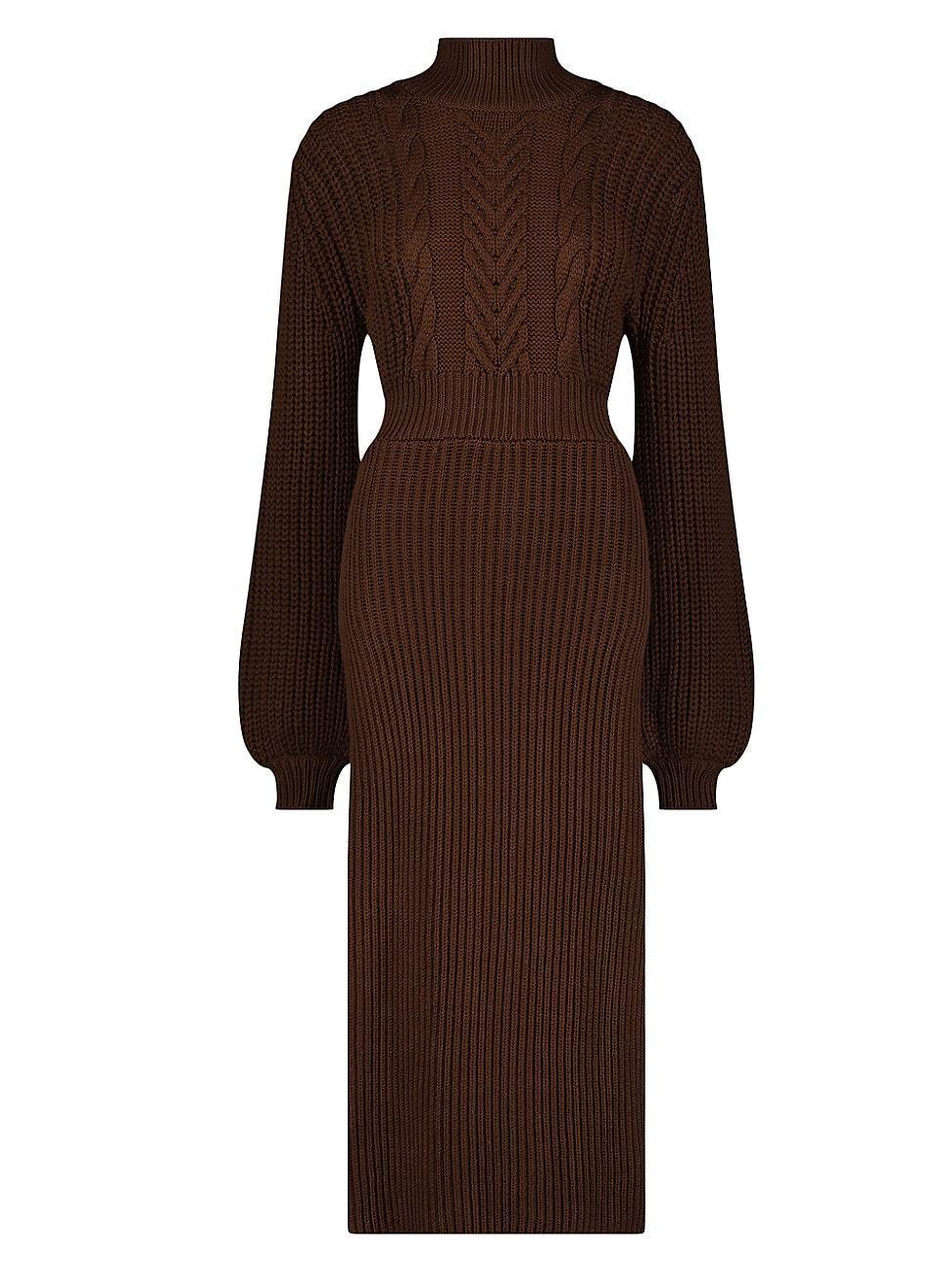 Womens Ribbed Merino Wool Midi-Dress Product Image