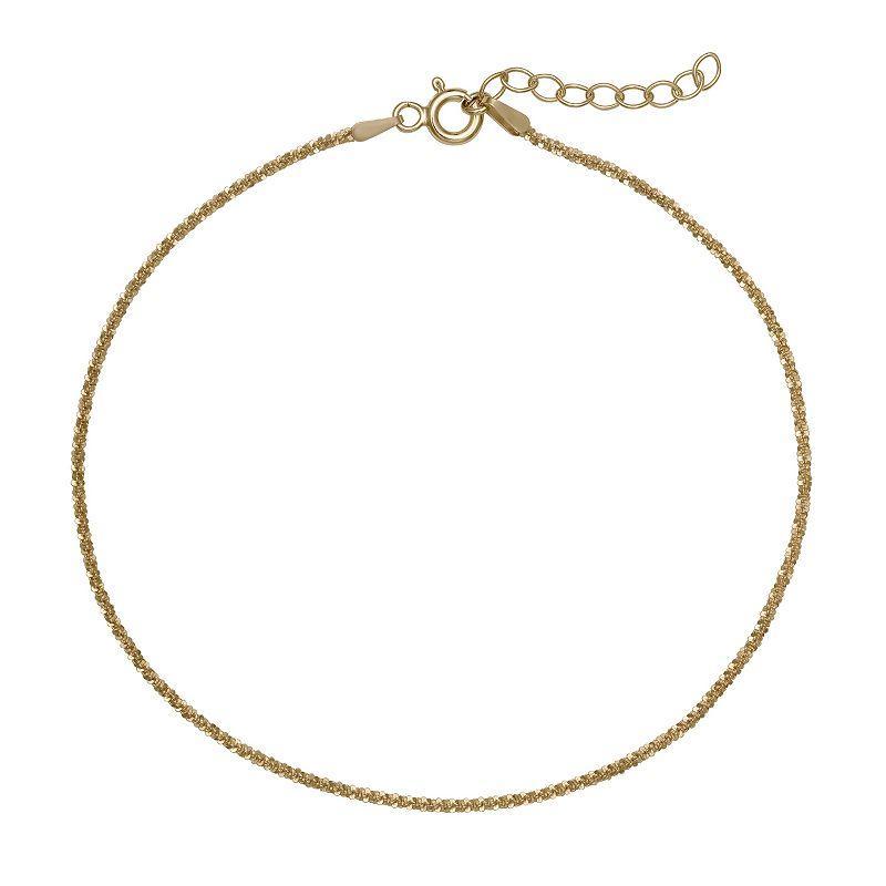 PRIMROSE Sterling Silver Sparkle Chain Anklet, Womens Gold Tone Product Image