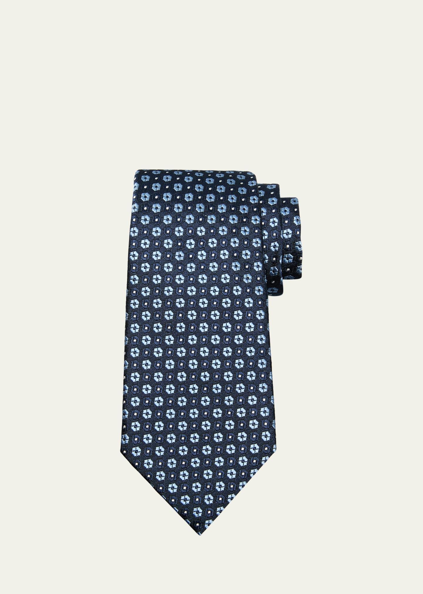 Mens Geometric Jacquard Silk Tie Product Image