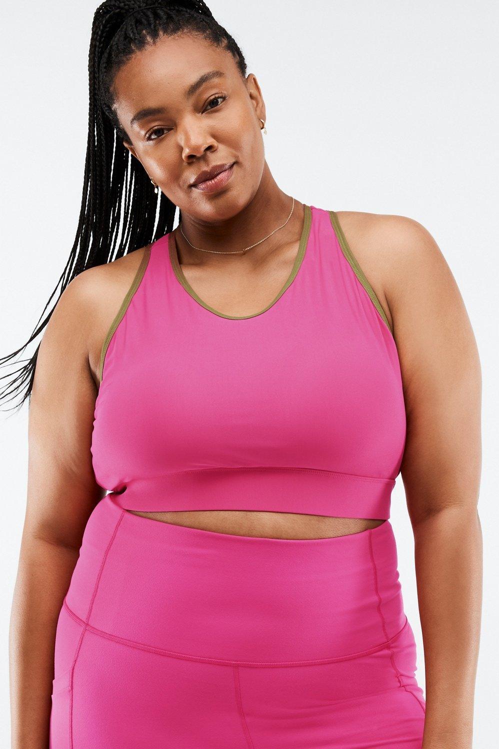 Fabletics Siena High-Impact Sports Bra Womens Pink Punch/Faded Olive plus Size 2X Product Image