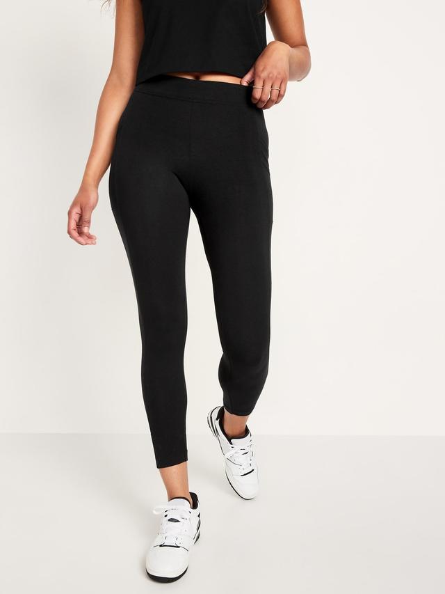 High-Waisted Side-Pocket 7/8-Length Leggings for Women Product Image